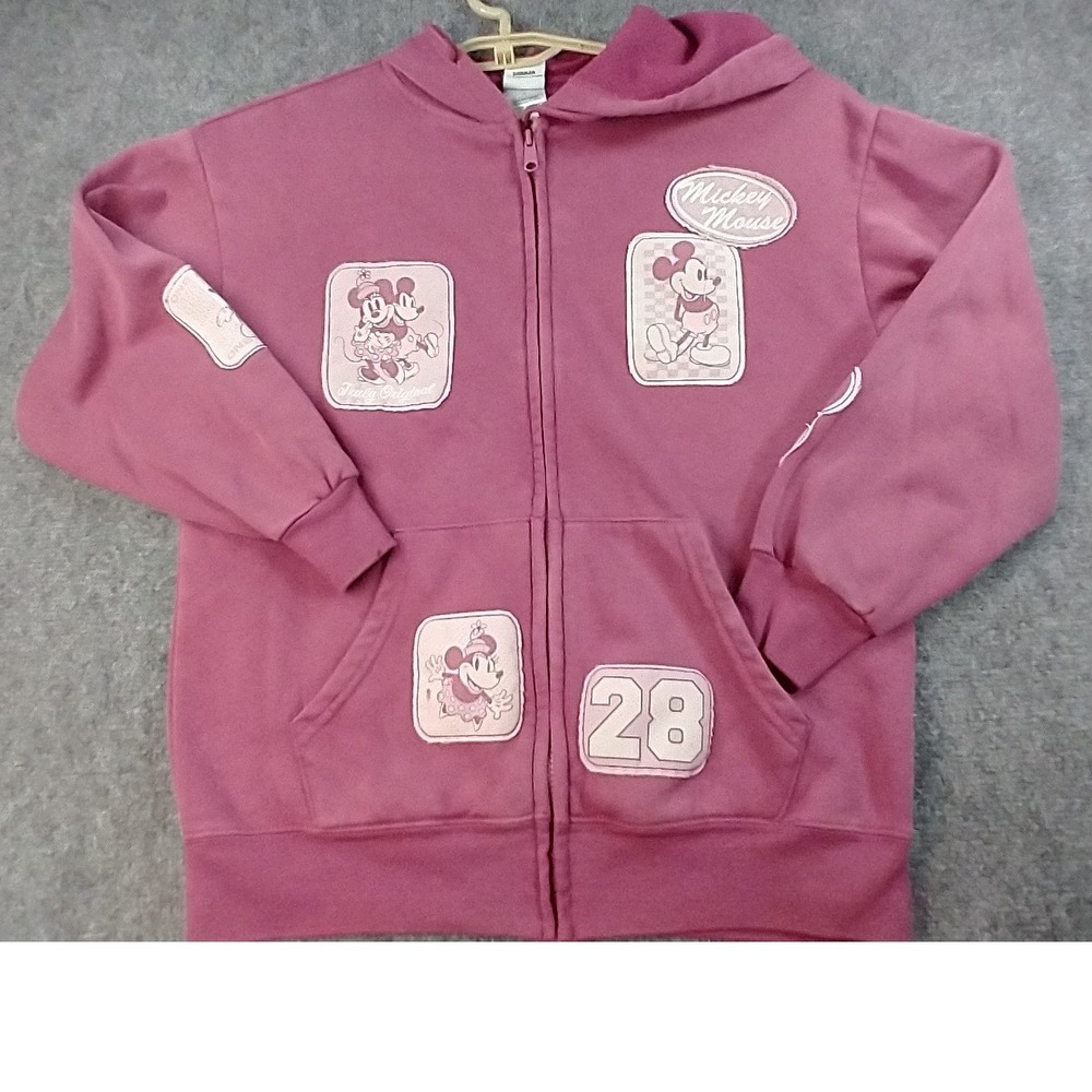 Disney Mickey and Friends‎ Zip Up Hoodie Mauve Pink Freeze Small Comfy Damage